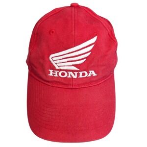 Honda Red Baseball Hat Cap‎ White Embroidered Logo WHITE WING
